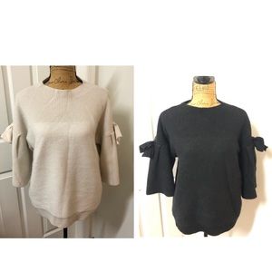 🖤NWT Cashmere Short bell sleeve black/white